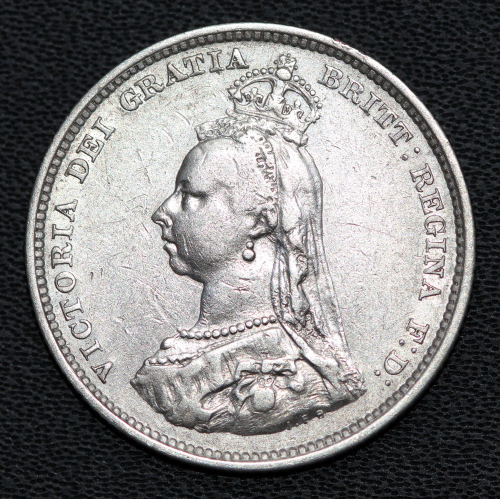queen-Victoria--silver-shilling-coin-1887-obverse macro