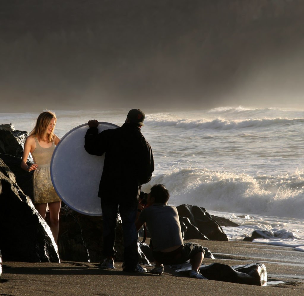 Photographing model with reflector