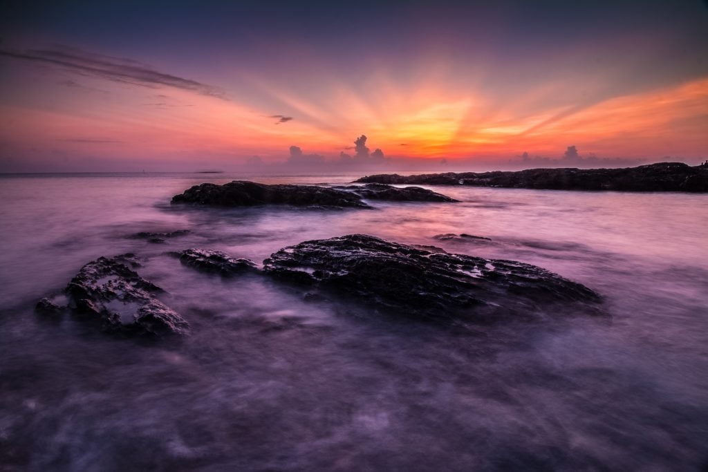 sunset long exposure silky water